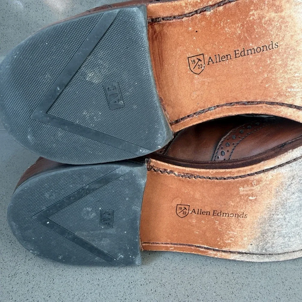 Allen Edmonds Dalton Boots Mens 11 D Dark Chili Leather Wingtip Brogue Dress